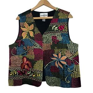 Chico's Multicolor Embroidered Floral Women's Vest
